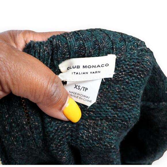 Club Monaco Italian Yarn Amelia Sweater Mini Dress Marled Green XS - Picture 4 of 11